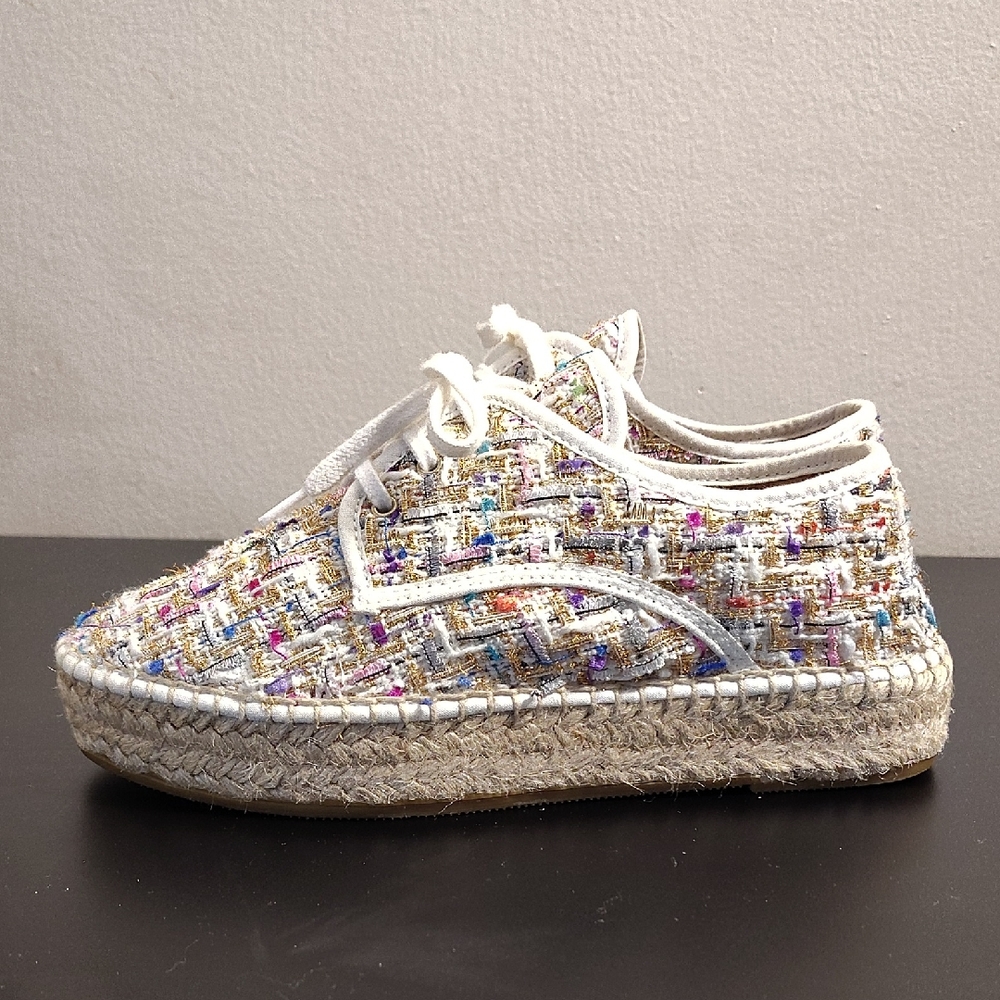 Anthropologie Multicolor Tweed Espadrille Shoes size 36